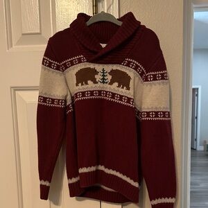 Janie and Jack Winter Burgundy Bear Sweater- Kids 5T